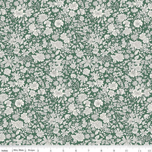 SALE Emily Belle Collection 01666445A Evergreen - Riley Blake Designs - Floral Flowers - Liberty Fabrics - Quilting Cotton Fabric