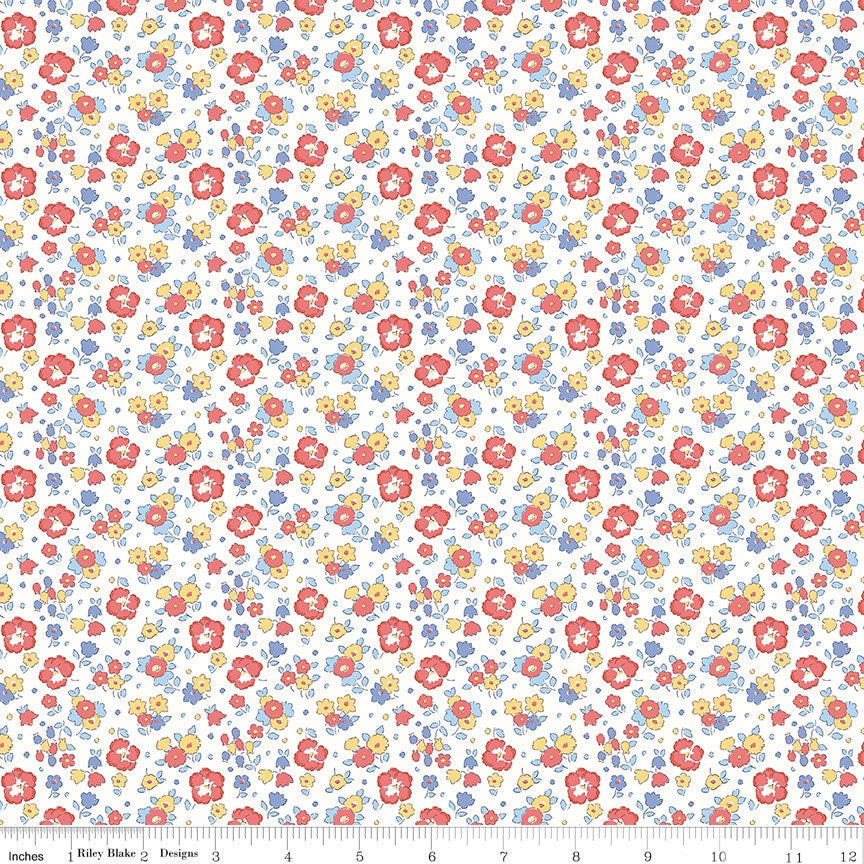 SALE Riviera Collection A Seaside Blossom A 01666456A - Riley Blake Designs - Floral Flowers - Liberty Fabrics  - Quilting Cotton Fabric