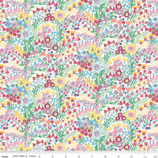 SALE Riviera Collection B Shell Garden B 01666457B - Riley Blake Designs - Floral Flowers - Liberty Fabrics  - Quilting Cotton Fabric