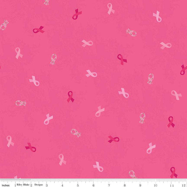 Strength in Pink Ribbons C12622 Dark Pink by Riley Blake Designs - Breast Cancer - Quilting Cotton Fabric