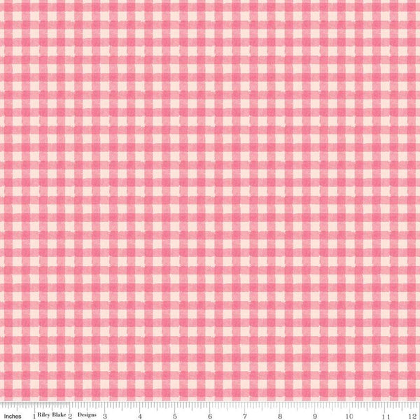 32" End of Bolt - SALE Strength in Pink PRINTED Gingham C12624 Blush - Riley Blake Designs - Breast Cancer Plaid - Quilting Cotton Fabric