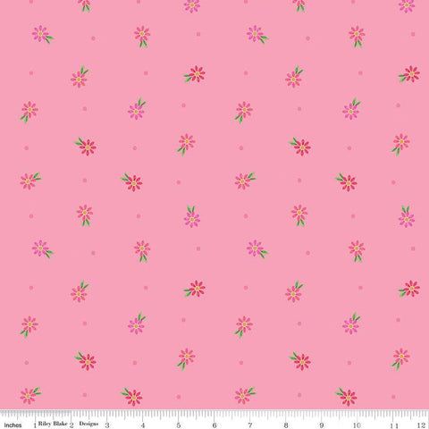 SALE Strength in Pink Daisies C12625 Pink by Riley Blake Designs - Floral Flowers Dots Breast Cancer - Quilting Cotton Fabric