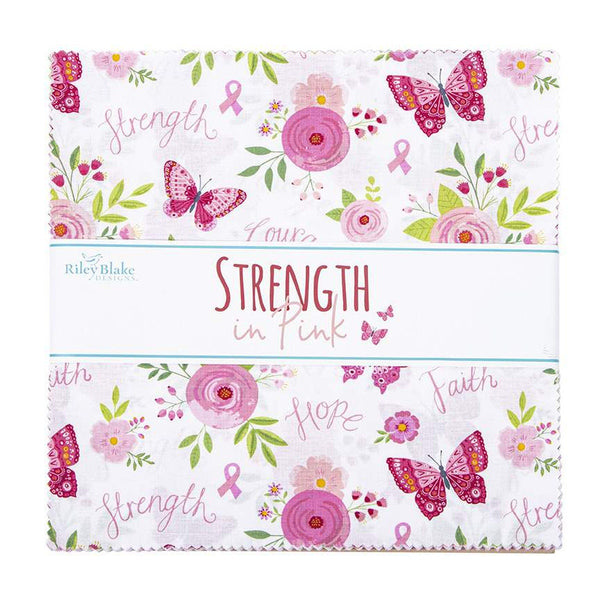 SALE Strength in Pink Layer Cake 10" Stacker Bundle - Riley Blake Designs - 42 piece Precut Pre cut - Breast Cancer - Quilting Cotton Fabric