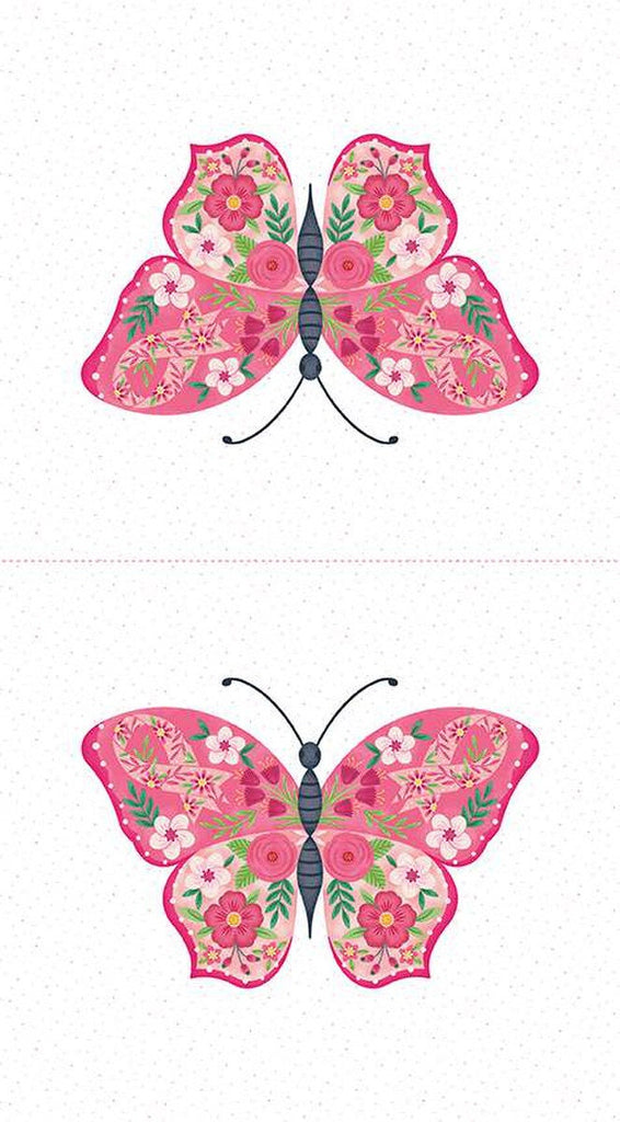Strength in Pink Butterfly Panel P12627 - Riley Blake Designs - Breast Cancer  - Quilting Cotton Fabric
