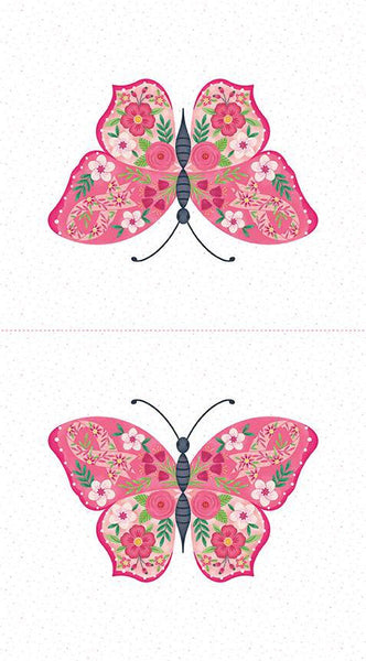 SALE Strength in Pink Butterfly Panel P12627 - Riley Blake Designs - Breast Cancer  - Quilting Cotton Fabric