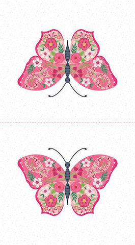 Strength in Pink Butterfly Panel P12627 - Riley Blake Designs - Breast Cancer  - Quilting Cotton Fabric
