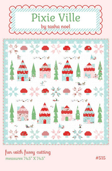 SALE Pixie Ville Row Quilt PATTERN P117 - Tasha Noel - Riley Blake Designs - INSTRUCTIONS Only - Winter Trees Houses