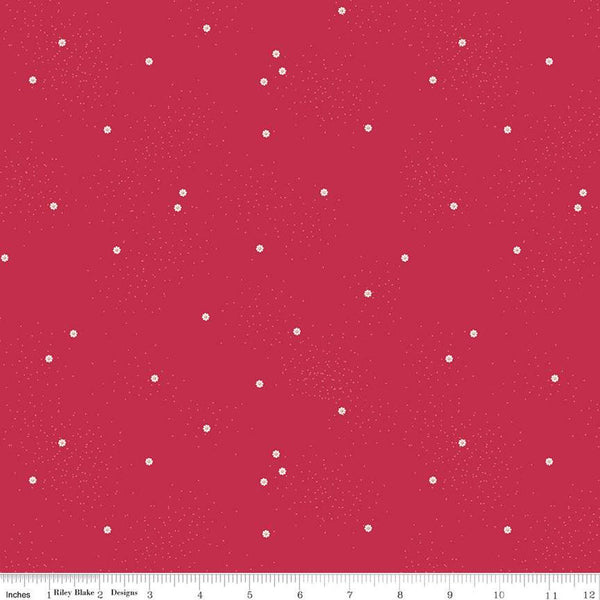 SALE Dainty Daisy C665 Jazzberry - Riley Blake Designs - White Daisies Floral Flowers Pin Dots - Quilting Cotton Fabric