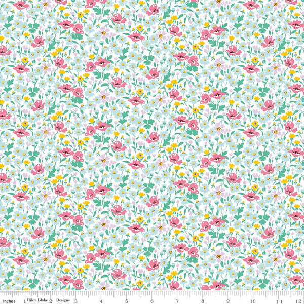 SALE Riviera Collection B Wildflower Poppy B 01666463B - Riley Blake Designs - Floral Flowers - Liberty Fabrics  - Quilting Cotton Fabric