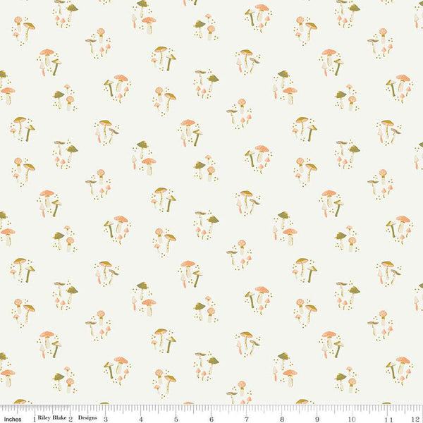 18" End of Bolt - Wildwood Wander Mushrooms C12433 Cream - Riley Blake Designs - Quilting Cotton Fabric