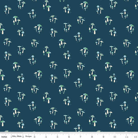 SALE Wildwood Wander Mushrooms C12433 Navy - by Riley Blake Designs - Quilting Cotton Fabric