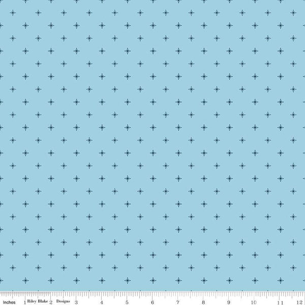 CLEARANCE Wildwood Wander Compass C12436 Blue - Riley Blake Designs - Four-Point Stars Geometric - Quilting Cotton Fabric