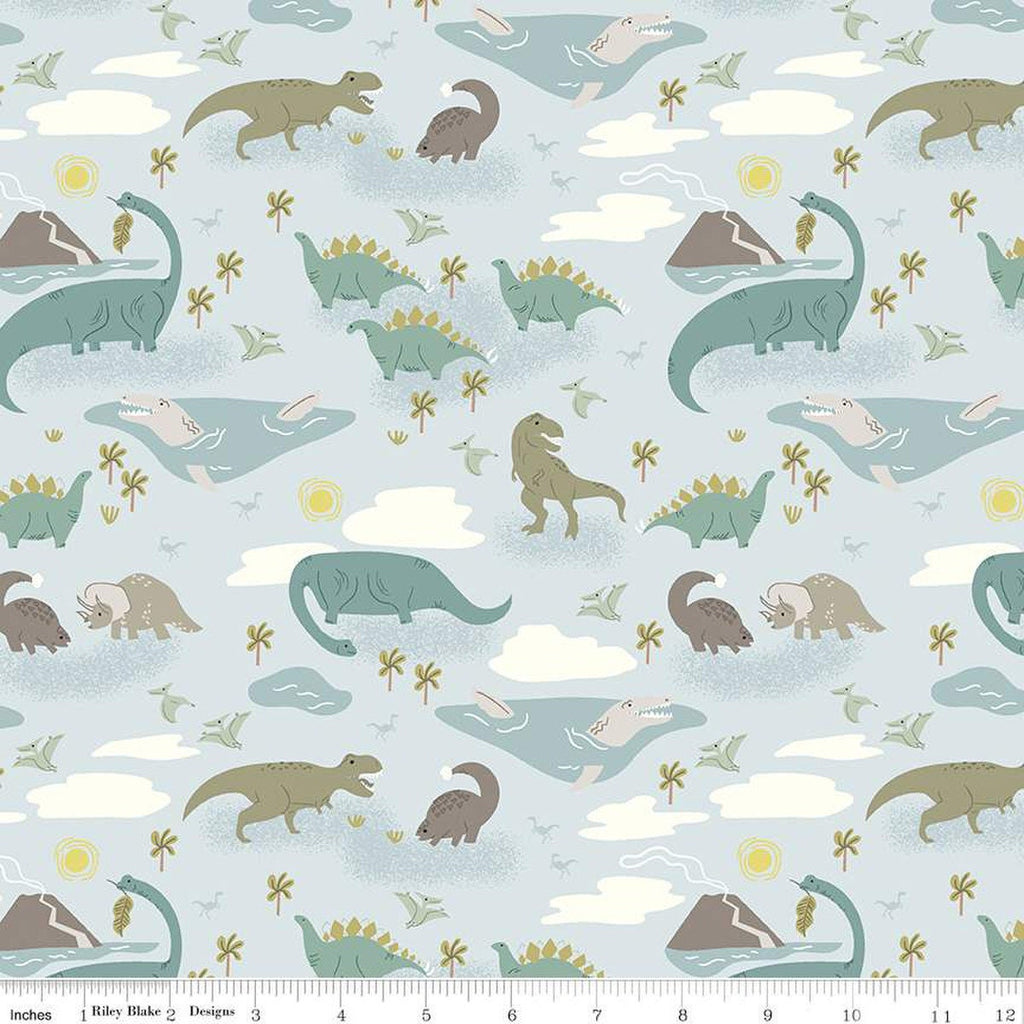 Roar Main C12460 Sky by Riley Blake Designs - Children's Dinosaurs Dinos - Quilting Cotton Fabric