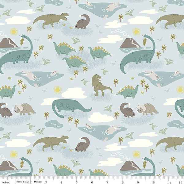 Roar Main C12460 Sky by Riley Blake Designs - Children's Dinosaurs Dinos - Quilting Cotton Fabric