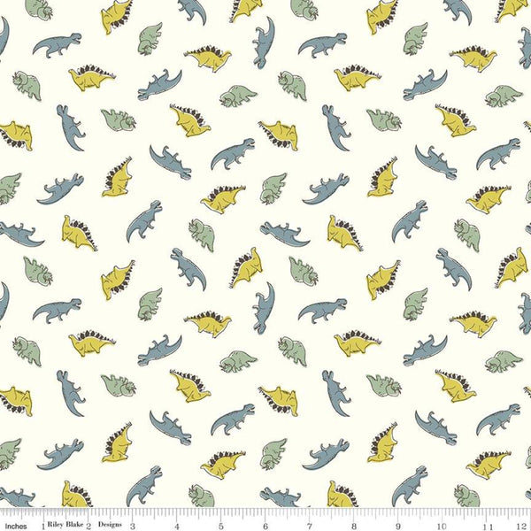 SALE Roar Mini Dinos C12462 Cream by Riley Blake Designs - Children's Dinosaurs Dinosaur - Quilting Cotton Fabric