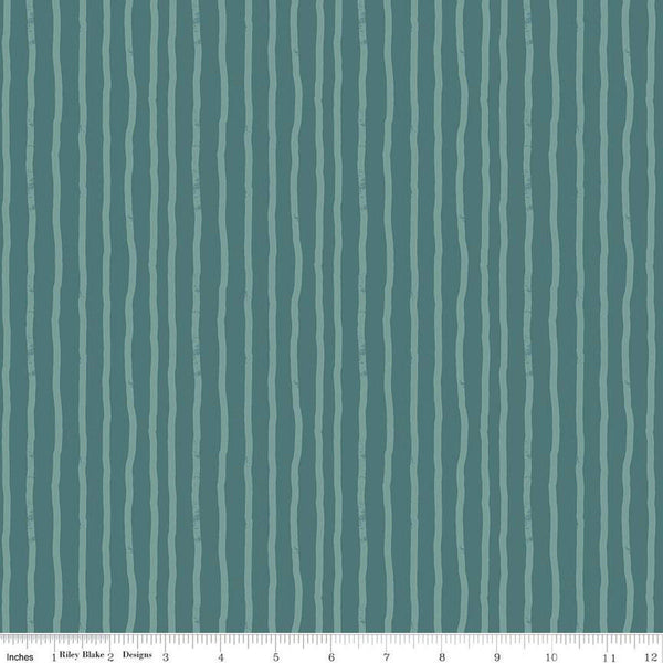 12" End of Bolt - Roar Stripes C12465 Teal by Riley Blake Designs - Children's Dinosaurs Stripe Striped - Quilting Cotton Fabric