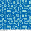 30" End of Bolt - CLEARANCE Full Steam Ahead with Thomas & Friends Tonal C12513 Blue - Riley Blake -Trains Quilting Cotton- Licensed Product