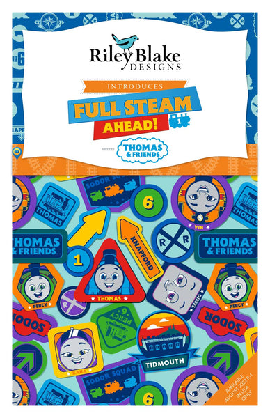 SALE Full Steam Ahead with Thomas and Friends 2.5 Inch Rolie Polie Jelly Roll 40 pieces - Riley Blake - Precut Pre cut Bundle Cotton Fabric