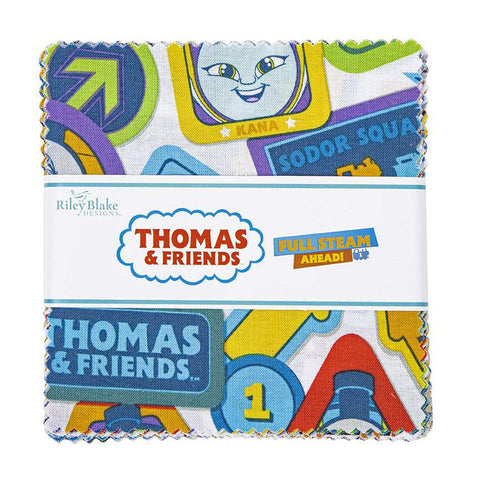SALE Full Steam Ahead with Thomas and Friends Charm Pack 5" Stacker Bundle - Riley Blake - 42 piece Precut Pre cut - Quilting Cotton Fabric