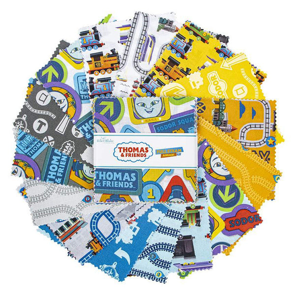 SALE Full Steam Ahead with Thomas and Friends Charm Pack 5" Stacker Bundle - Riley Blake - 42 piece Precut Pre cut - Quilting Cotton Fabric