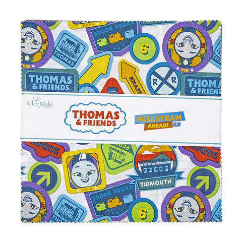 SALE Full Steam Ahead with Thomas and Friends Layer Cake 10" Stacker Bundle - Riley Blake - 42 piece Precut Pre cut - Quilting Cotton Fabric