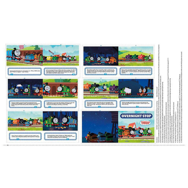 Full Steam Ahead with Thomas and Friends Overnight Stop Soft Book Panel PD12516 - DIGITALLY Printed - Quilting Cotton - Licensed Product