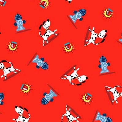 SALE Ladder Co. 1 Fireman's Friend DC10585 Red by Michael Miller - Ladder Company One Dalmations Dogs Hydrants - Quilting Cotton Fabric