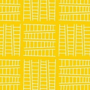 Ladder Co. 1 Tall Ladder Yellow by Michael Miller Fabrics - Ladder Company One Ladders Geometric Children's - Quilting Cotton Fabric