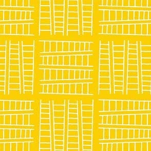 SALE Ladder Co. 1 Tall Ladder Yellow by Michael Miller Fabrics - Ladder Company One Ladders Geometric Children's - Quilting Cotton Fabric