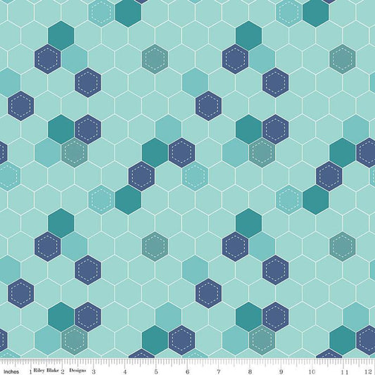 SALE Daisy Fields Honeycomb C12481 Scuba by Riley Blake Designs - Geometric Hexagons Hexies - Quilting Cotton Fabric