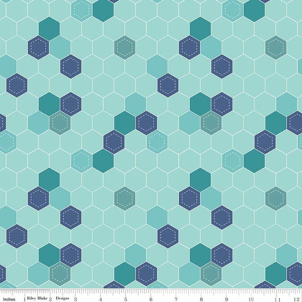 Daisy Fields Honeycomb C12481 Scuba by Riley Blake Designs - Geometric Hexagons Hexies - Quilting Cotton Fabric