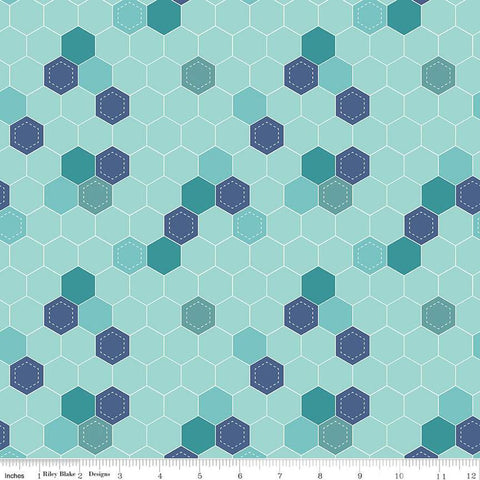 Daisy Fields Honeycomb C12481 Scuba by Riley Blake Designs - Geometric Hexagons Hexies - Quilting Cotton Fabric