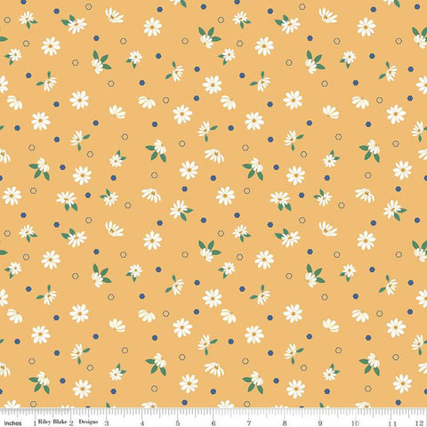 Daisy Fields Floral C12482 Harvest by Riley Blake Designs - Flowers Daisies Hexagons - Quilting Cotton Fabric