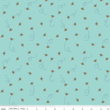 32" End of Bolt - SALE Daisy Fields Bees SC12485 Scuba SPARKLE - Riley Blake - Antique Gold SPARKLE - Quilting Cotton Fabric