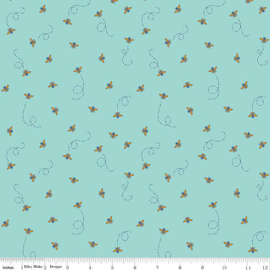 32" End of Bolt - SALE Daisy Fields Bees SC12485 Scuba SPARKLE - Riley Blake - Antique Gold SPARKLE - Quilting Cotton Fabric