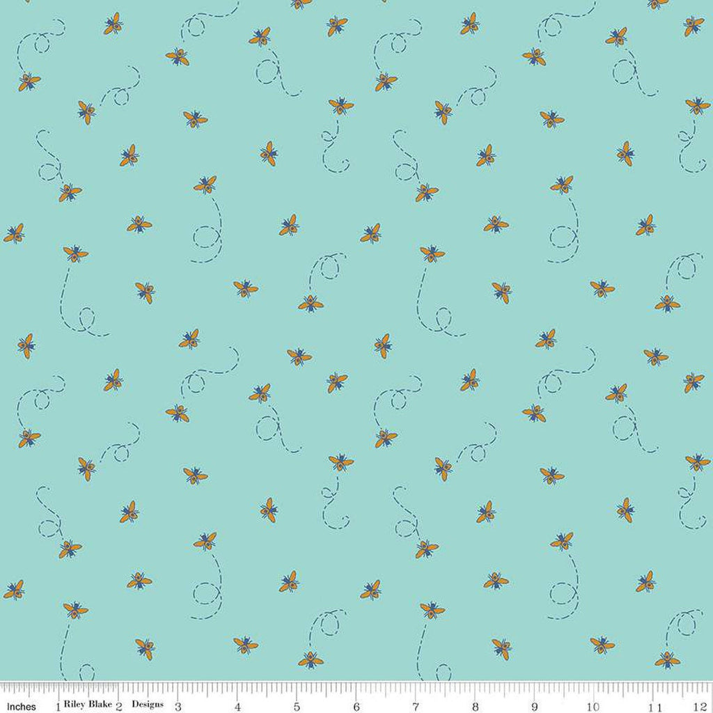 Daisy Fields Bees SC12485 Scuba SPARKLE - Riley Blake - Antique Gold SPARKLE - Quilting Cotton Fabric