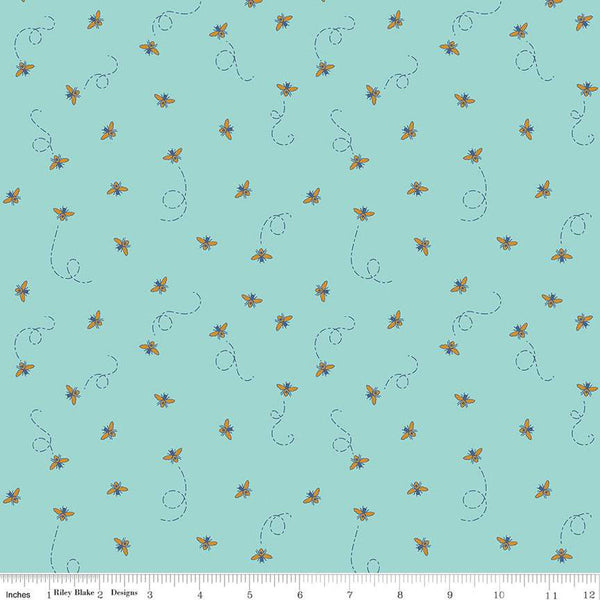 Daisy Fields Bees SC12485 Scuba SPARKLE - Riley Blake - Antique Gold SPARKLE - Quilting Cotton Fabric