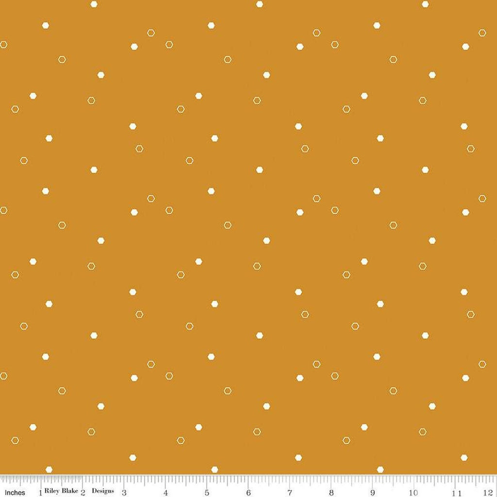 Daisy Fields Scattered Hexies C12488 Butterscotch by Riley Blake Designs - Hexagons - Quilting Cotton Fabric