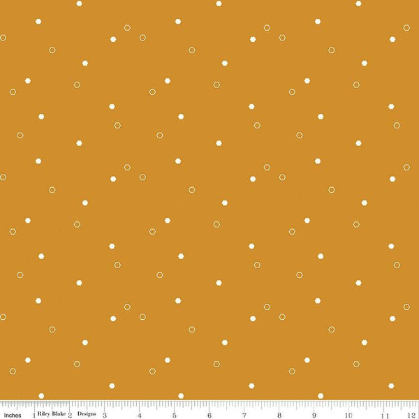 SALE Daisy Fields Scattered Hexies C12488 Butterscotch by Riley Blake Designs - Hexagons - Quilting Cotton Fabric