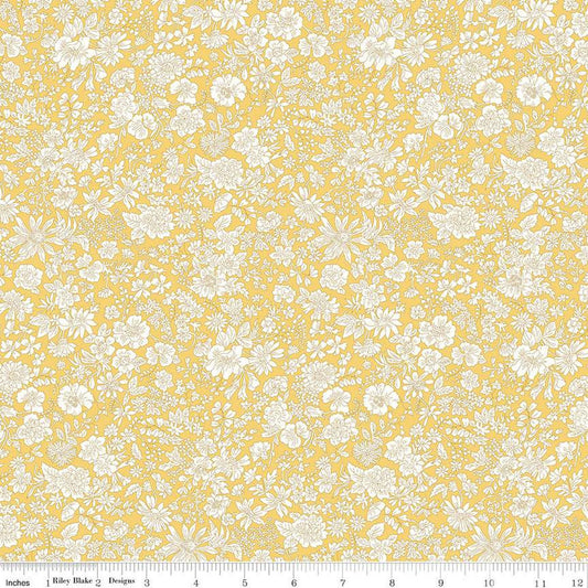 Emily Belle Collection 01666401A Sunshine Yellow - Riley Blake Designs - Floral Flowers - Liberty Fabrics - Quilting Cotton Fabric