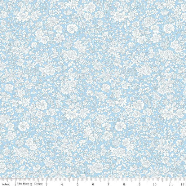 Emily Belle Collection 01666408A Blue Sky - Riley Blake Designs - Floral Flowers - Liberty Fabrics - Quilting Cotton Fabric