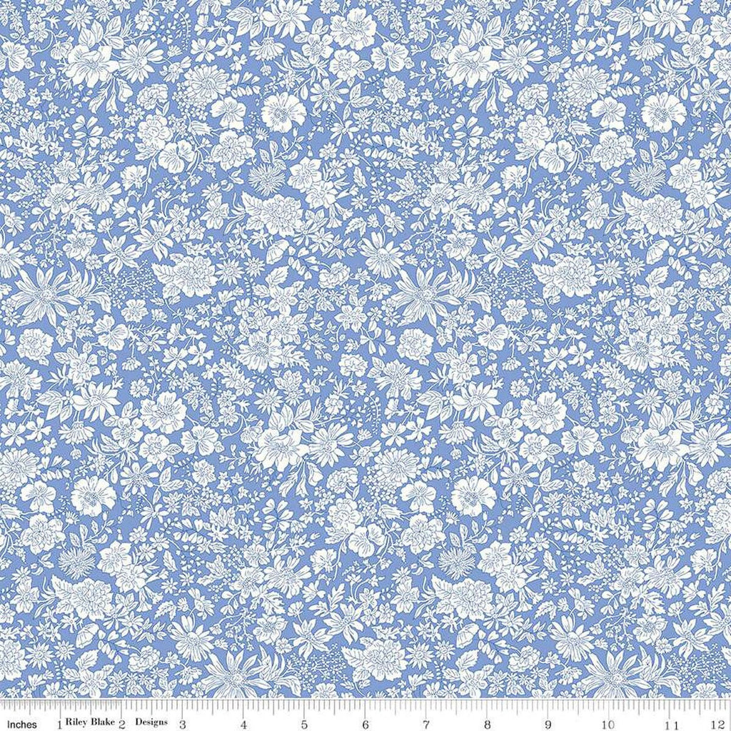 SALE Emily Belle Collection 01666409A Marine Blue - Riley Blake Designs - Floral Flowers - Liberty Fabrics - Quilting Cotton Fabric