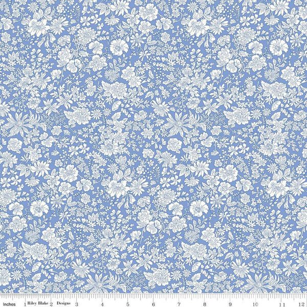 Emily Belle Collection 01666409A Marine Blue - Riley Blake Designs - Floral Flowers - Liberty Fabrics - Quilting Cotton Fabric