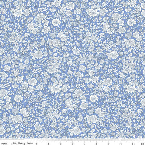 SALE Emily Belle Collection 01666409A Marine Blue - Riley Blake Designs - Floral Flowers - Liberty Fabrics - Quilting Cotton Fabric