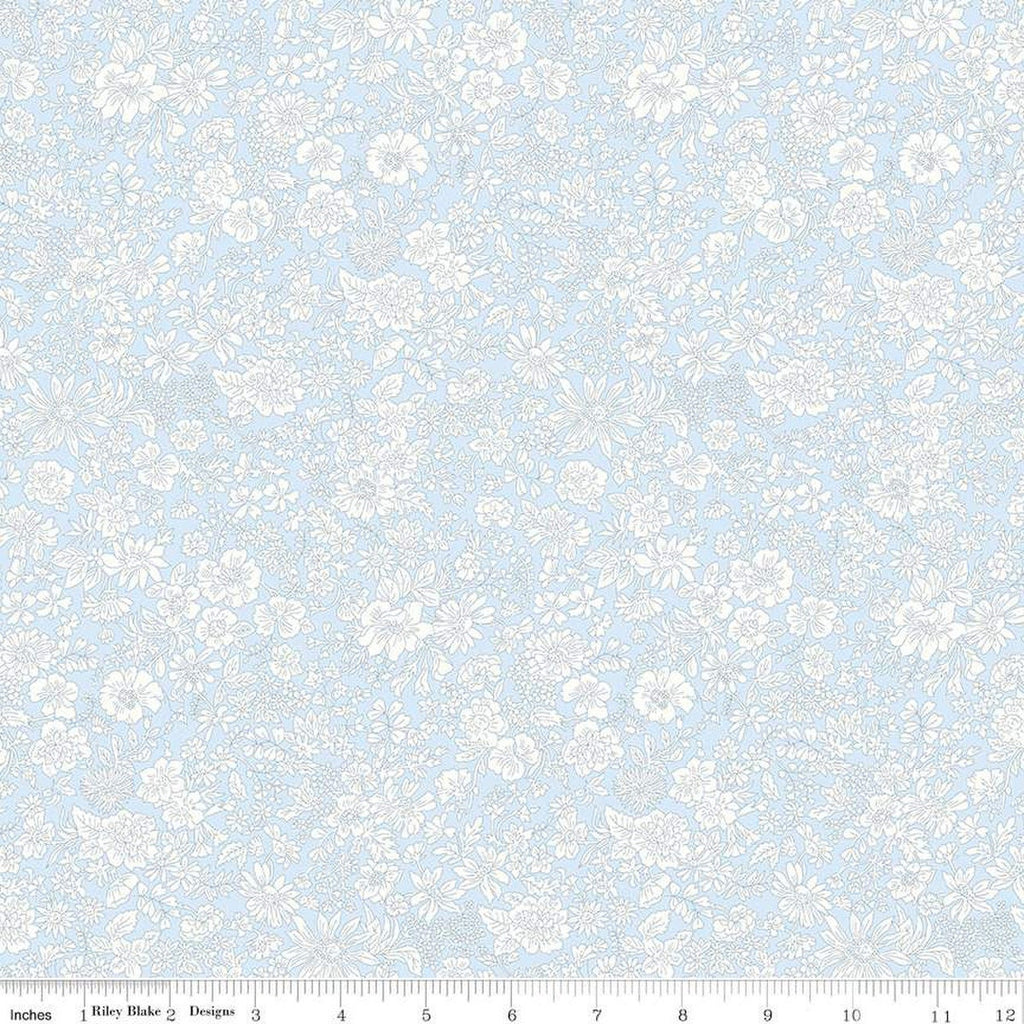 SALE Emily Belle Collection 01666424A Pale Sky - Riley Blake Designs - Floral Flowers - Liberty Fabrics - Quilting Cotton Fabric