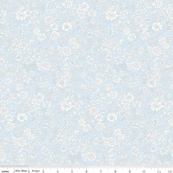 Emily Belle Collection 01666424A Pale Sky - Riley Blake Designs - Floral Flowers - Liberty Fabrics - Quilting Cotton Fabric