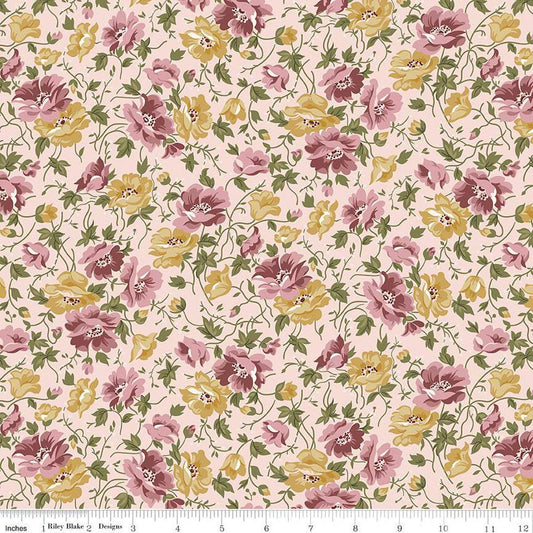 SALE Midnight Garden Flowers C12543 Blush - Riley Blake Designs - Floral - Quilting Cotton Fabric