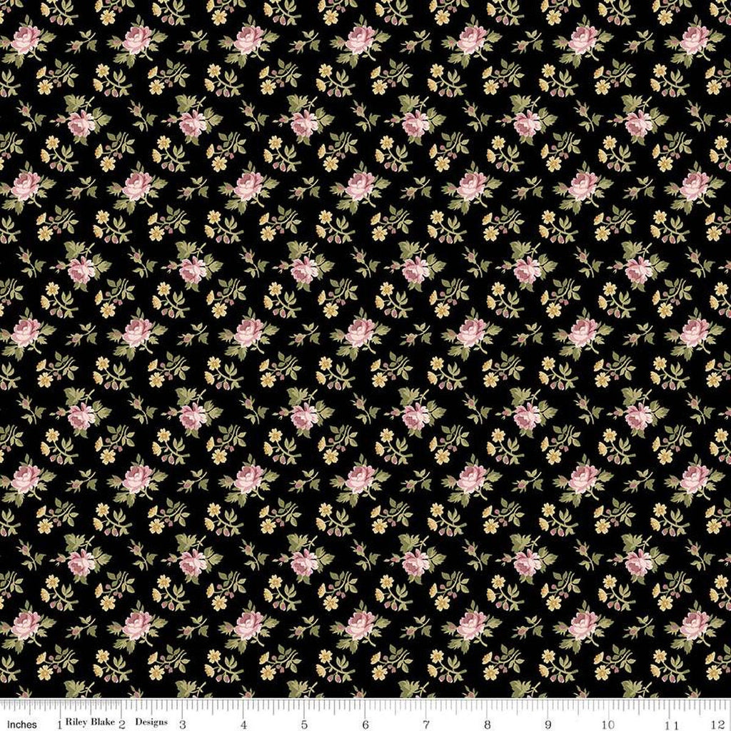 Midnight Garden Rose Ditsy C12544 Black by Riley Blake Designs - Floral Flowers Roses - Quilting Cotton Fabric
