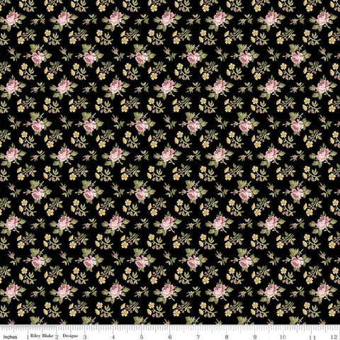 Midnight Garden Rose Ditsy C12544 Black by Riley Blake Designs - Floral Flowers Roses - Quilting Cotton Fabric