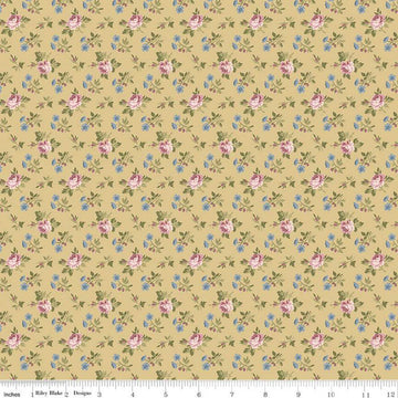 21" End of Bolt - CLEARANCE Midnight Garden Rose Ditsy C12544 Dijon by Riley Blake Designs - Floral Flowers Roses - Quilting Cotton Fabric
